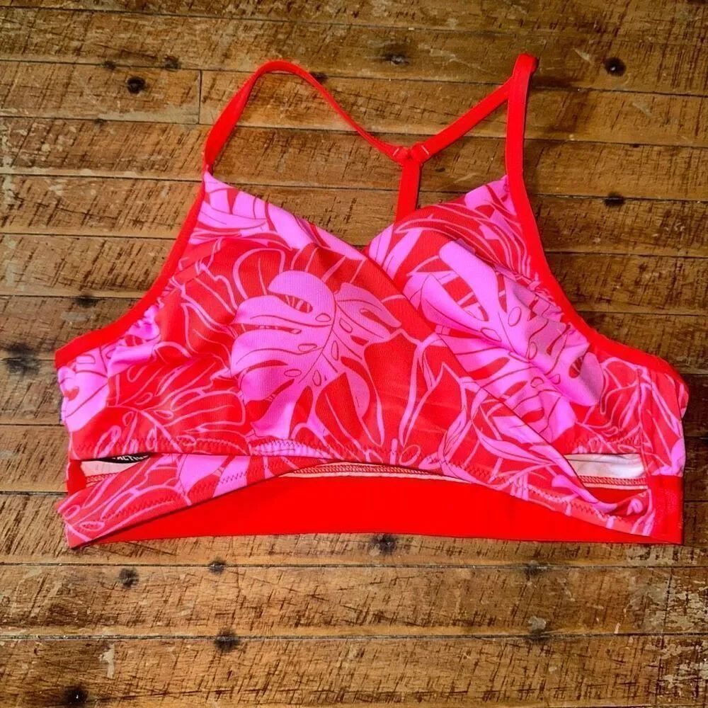 Victoria’s Secret strappy pink & red Active sporty L bra